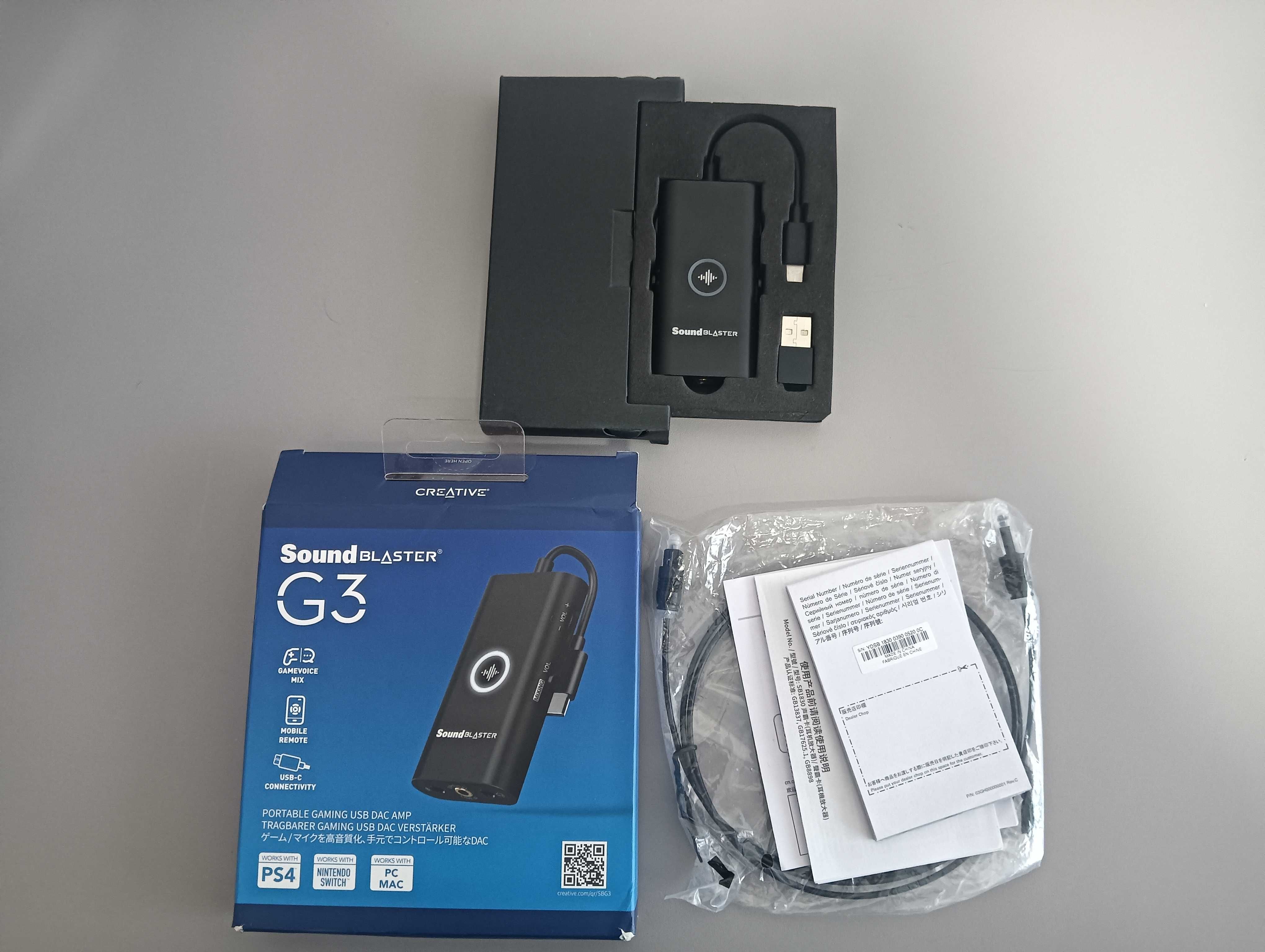 USB DAC/AMP Creative Sound Blaster G3 para consolas e PC's