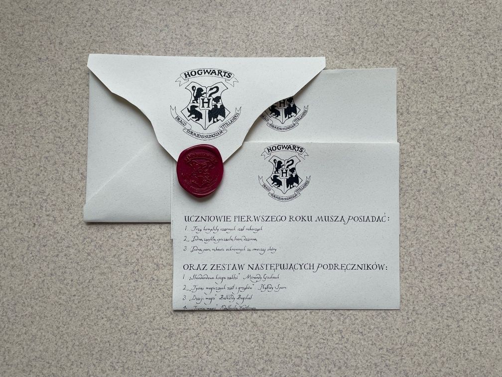 List z Hogwartu Harry Potter na zamówienie personalizowany handmade