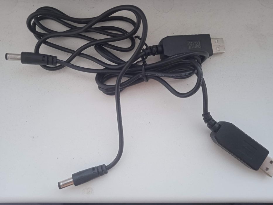 Кабель перехідник USB - 5.5x2.1мм 1м, 5-12В для живлення роутера модем