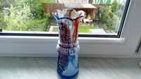 Stary wazon murano PRL, 24 cm, ciężki, kolorowy