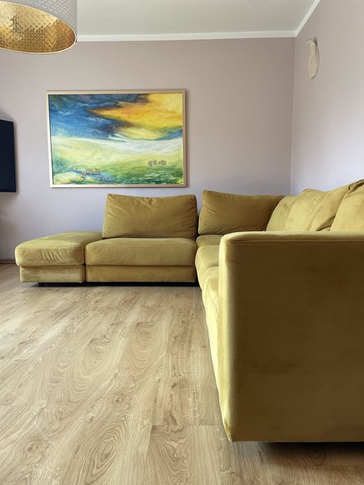 Sofa Befame wypoczynek rogówka kanapa wersalka tapczan złoty welur