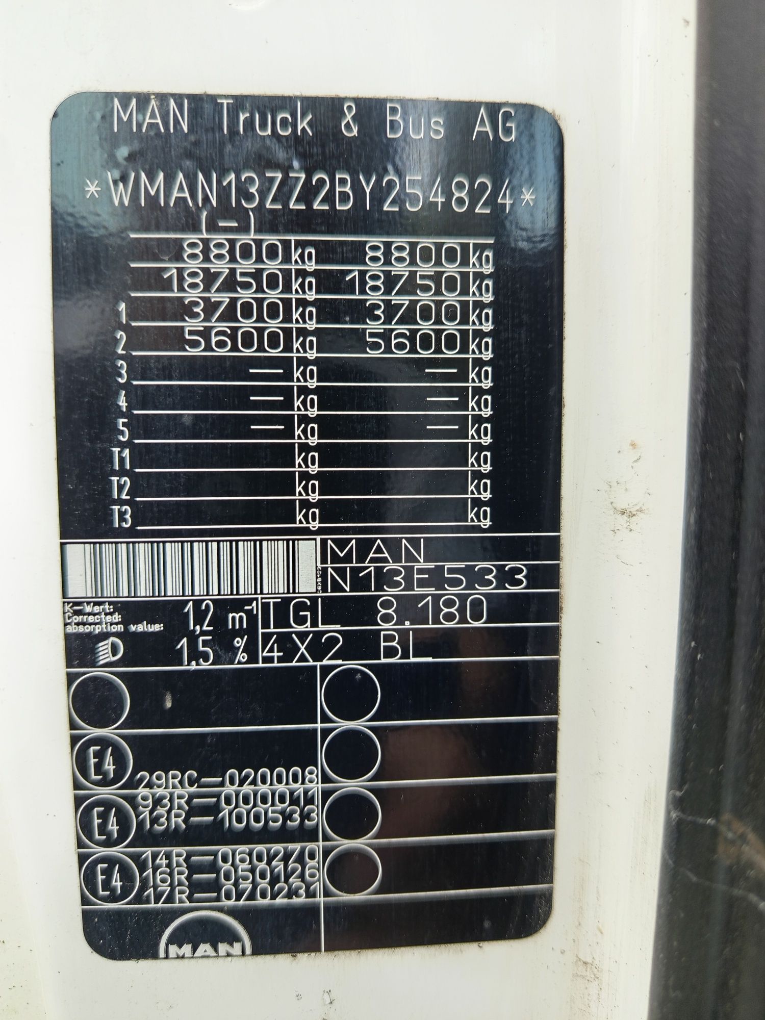 MAN TGL 8,180 blandeka-winda 2010 rok 410tys,DMC 8800kg