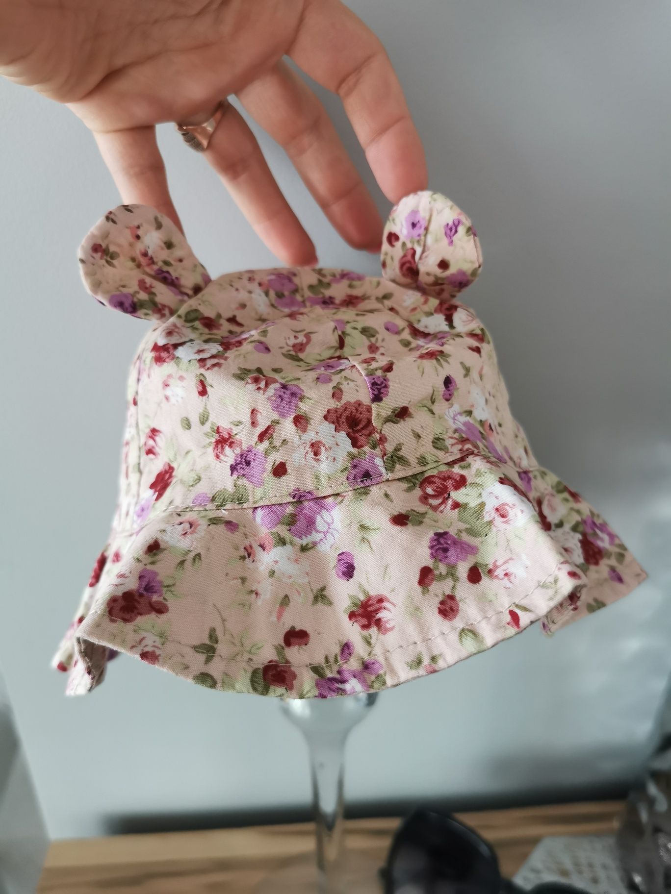Kapelusz kwiaty jak newbie uszy dziewczynka 47cm 6-12m