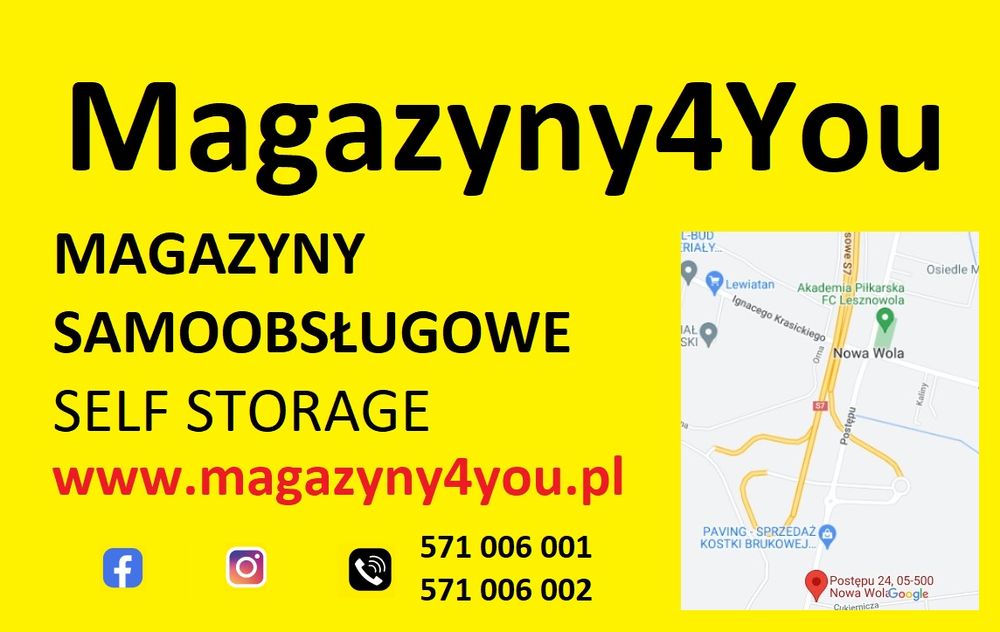 Magazyny samoobsługowe, selfstorage kontenery boxy trasa S7 Lesznowola