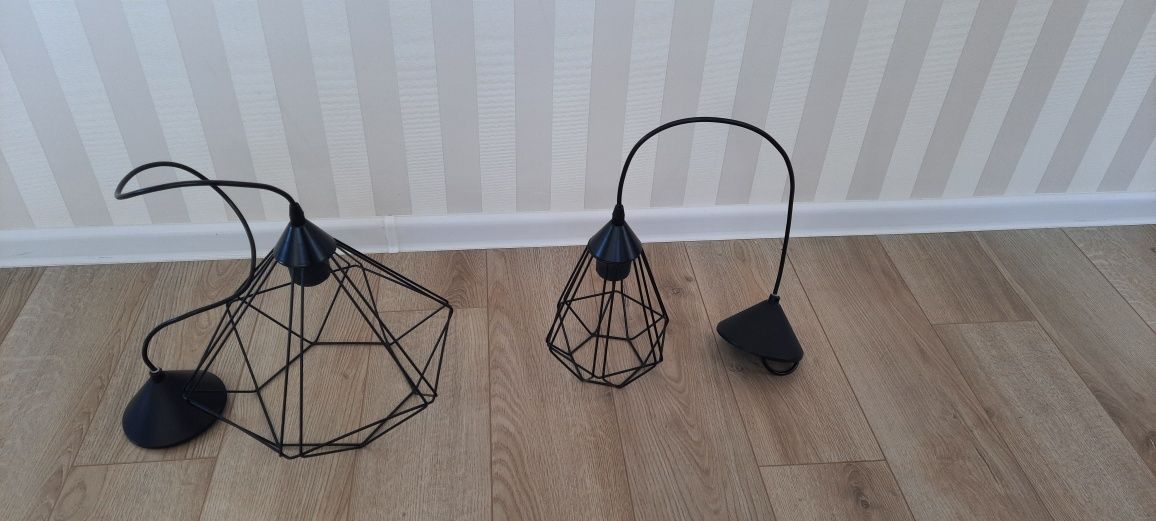 Zestaw 2 lamp industrialne diamond black metalowe.