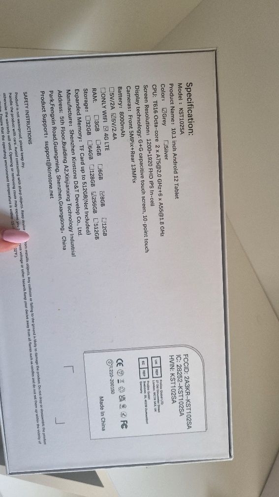 Tablet kinstone Tab 102SA-L