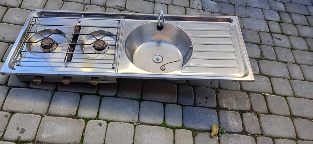 Kuchenka 2 palnikowa  z grillem i  zlewem przyczepa kempingowa kamper