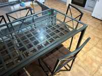 Mesa tampo de vidro 8 lugares