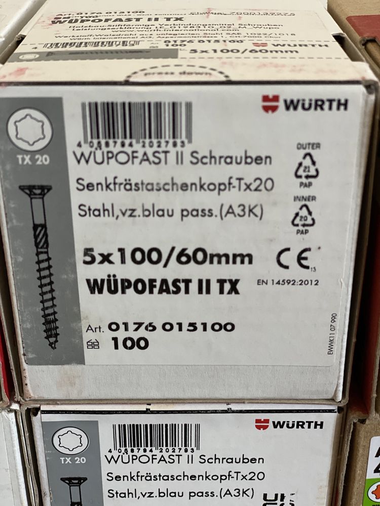 Саморізи Wüpofast Würth Wurth по дереву