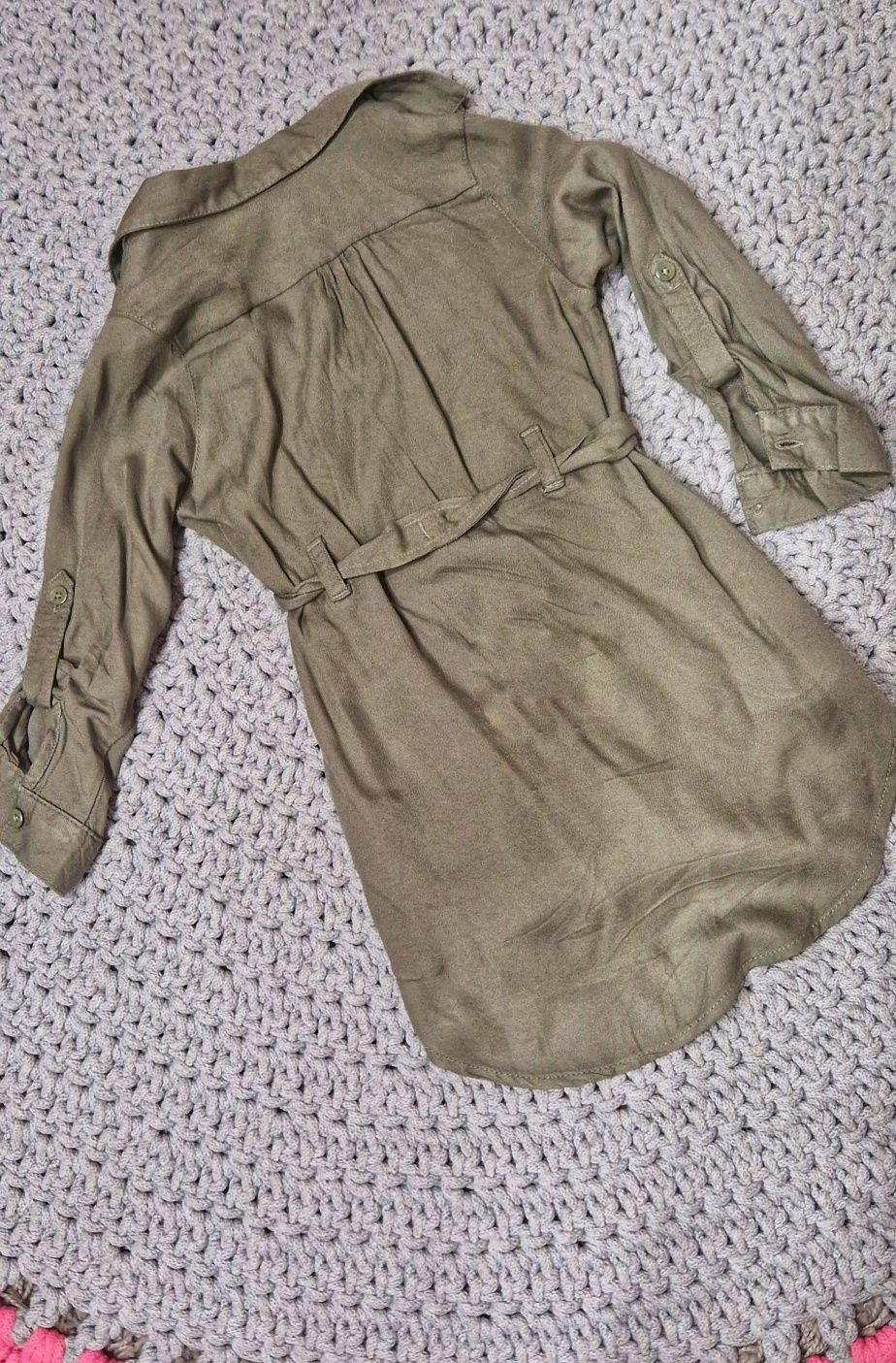 H&M Zara Mayoral sukienka koszula khaki r.98