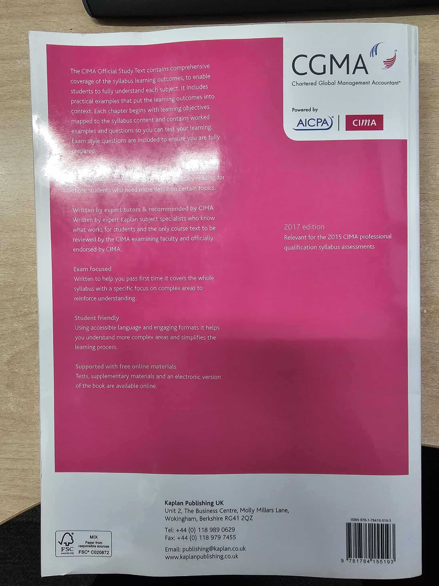 CIMA P1 Management Accounting – Official Study Text (Kaplan)