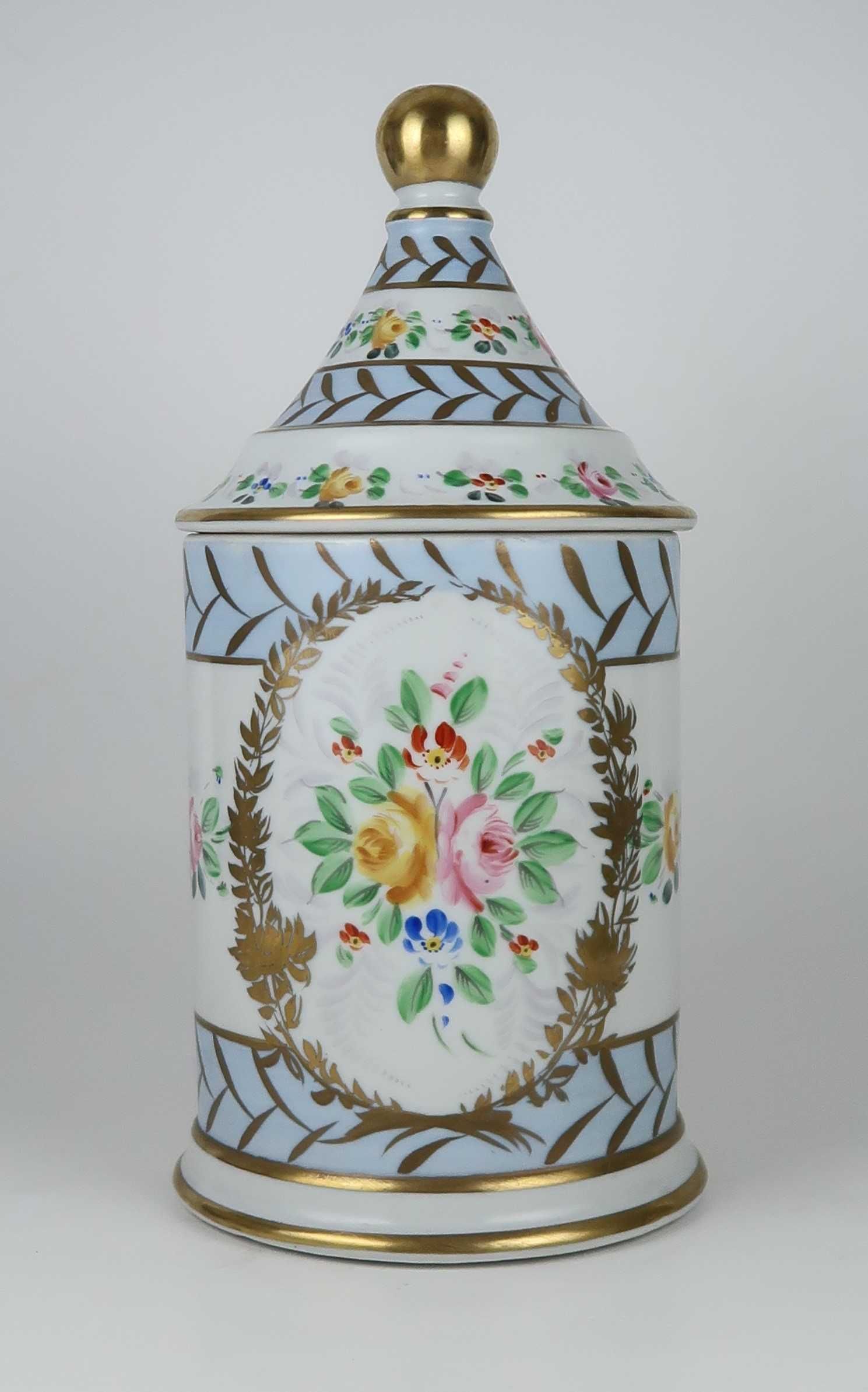 Conjunto de 3 potes em porcelana Artibus pintados à mão