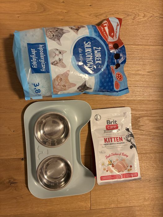 Zestaw miska dla kota + gratis żwirek silikonowy i sucha karma