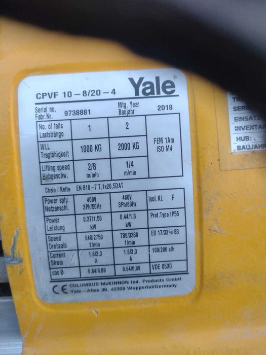 Wyciągarka Dźwignik Yale, max. 2000 kg Do końca Miesiąca Rabat 10%