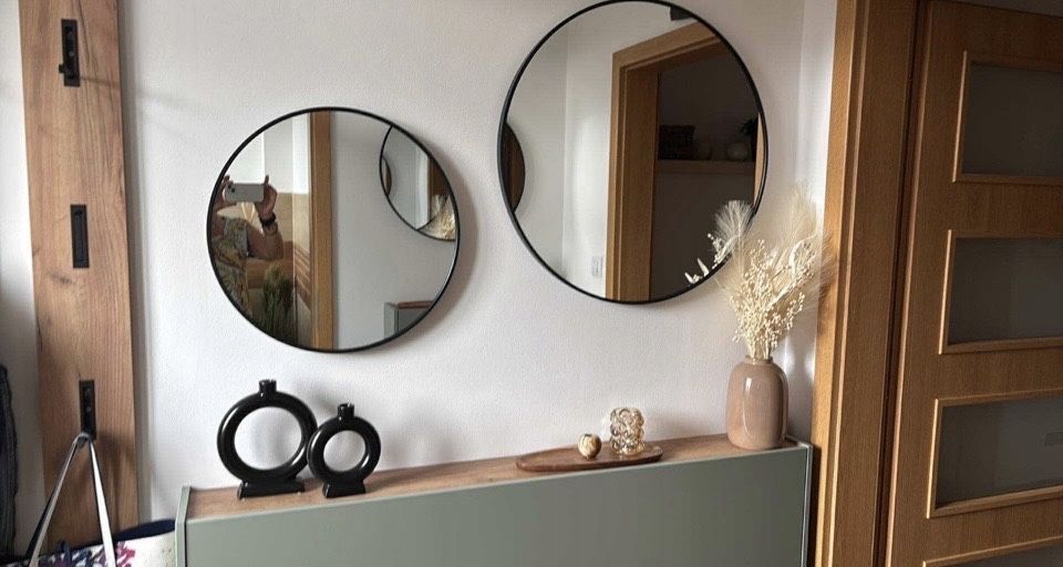 lustro okrągłe w metalowej ramie 70 cm łazienka salon arventa style