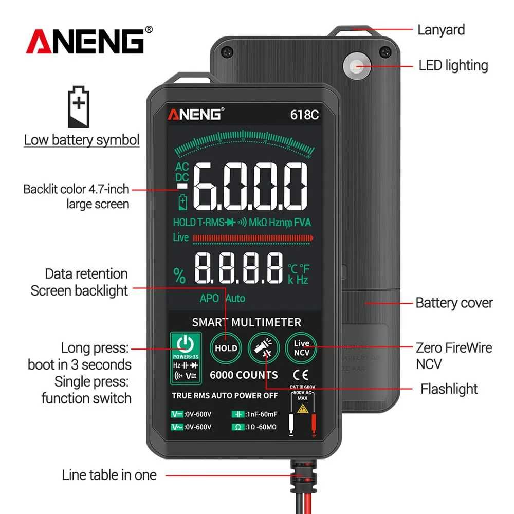Multímetro Digital ANENG 618A c/ Smart Touch novo