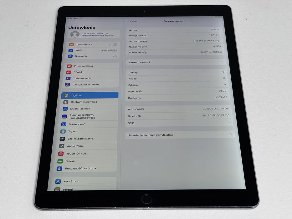 iPad Pro 12.9 1. gen. (A1584) - 32GB - faktura VAT 23%