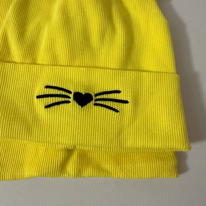 Демісезонний тонкий набір в рубчик з вушками шапка і хомут на дівчинку