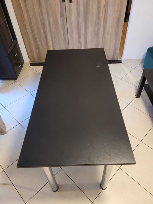 Biurko duże gamingowe czarne matowe, chromowane nogi, regulacja wys.!