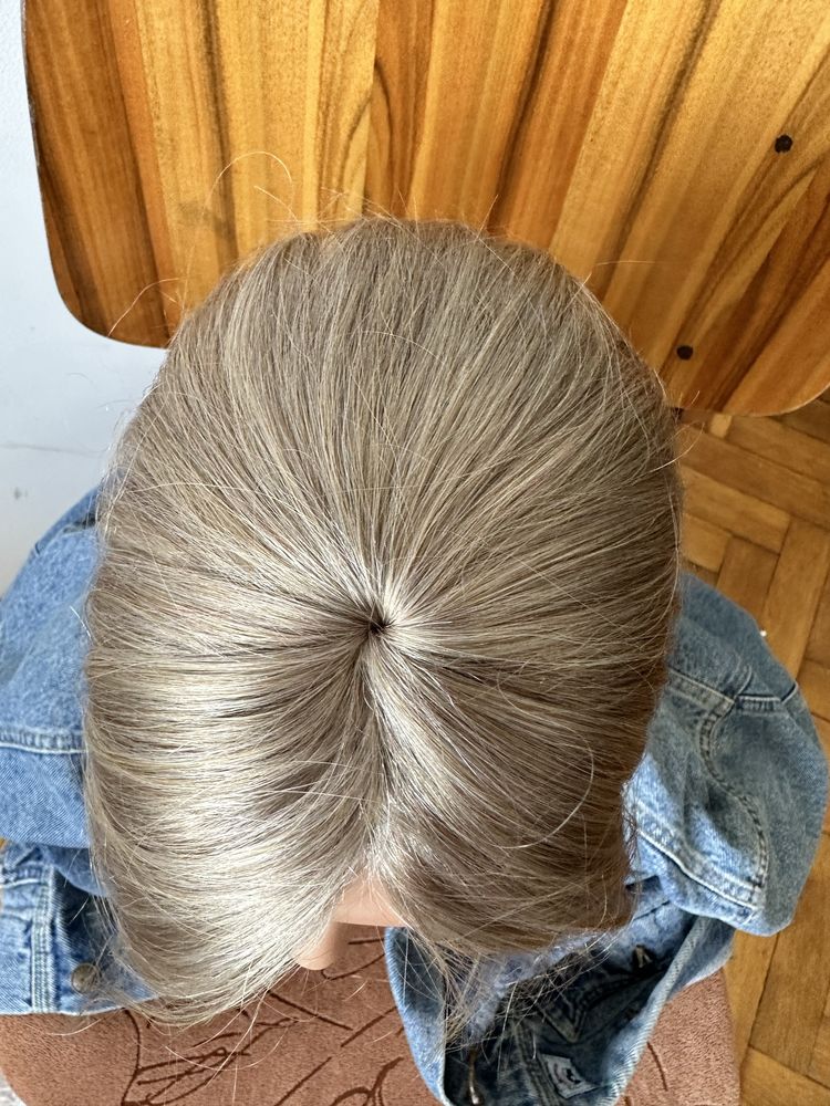 Dlugi topper popielaty blond