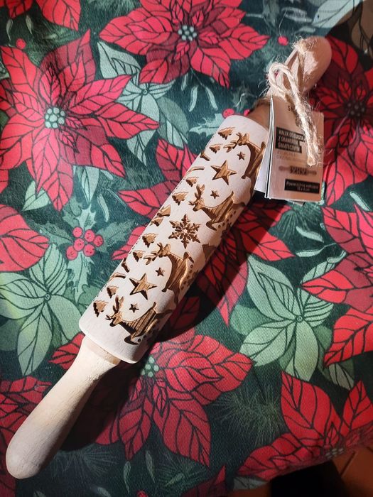 Świąteczny wałek grawerowany do ciasta