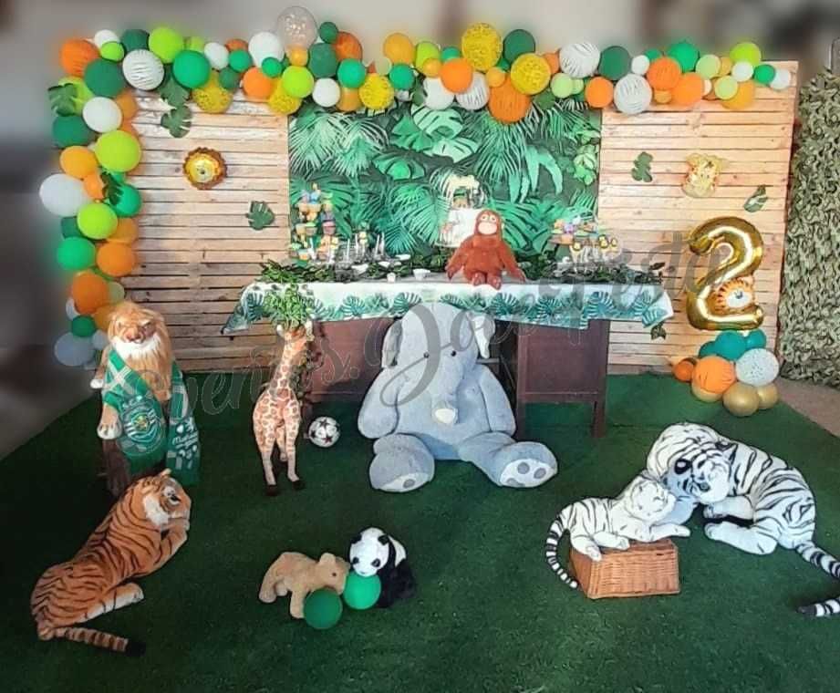 Decoracao Chuva de amor, animais da selva, Mundo de Bita