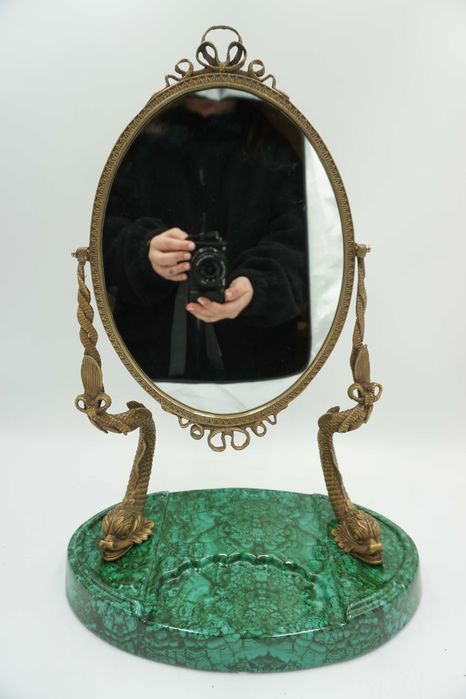 LUSTRO stojące brąz z porcelaną