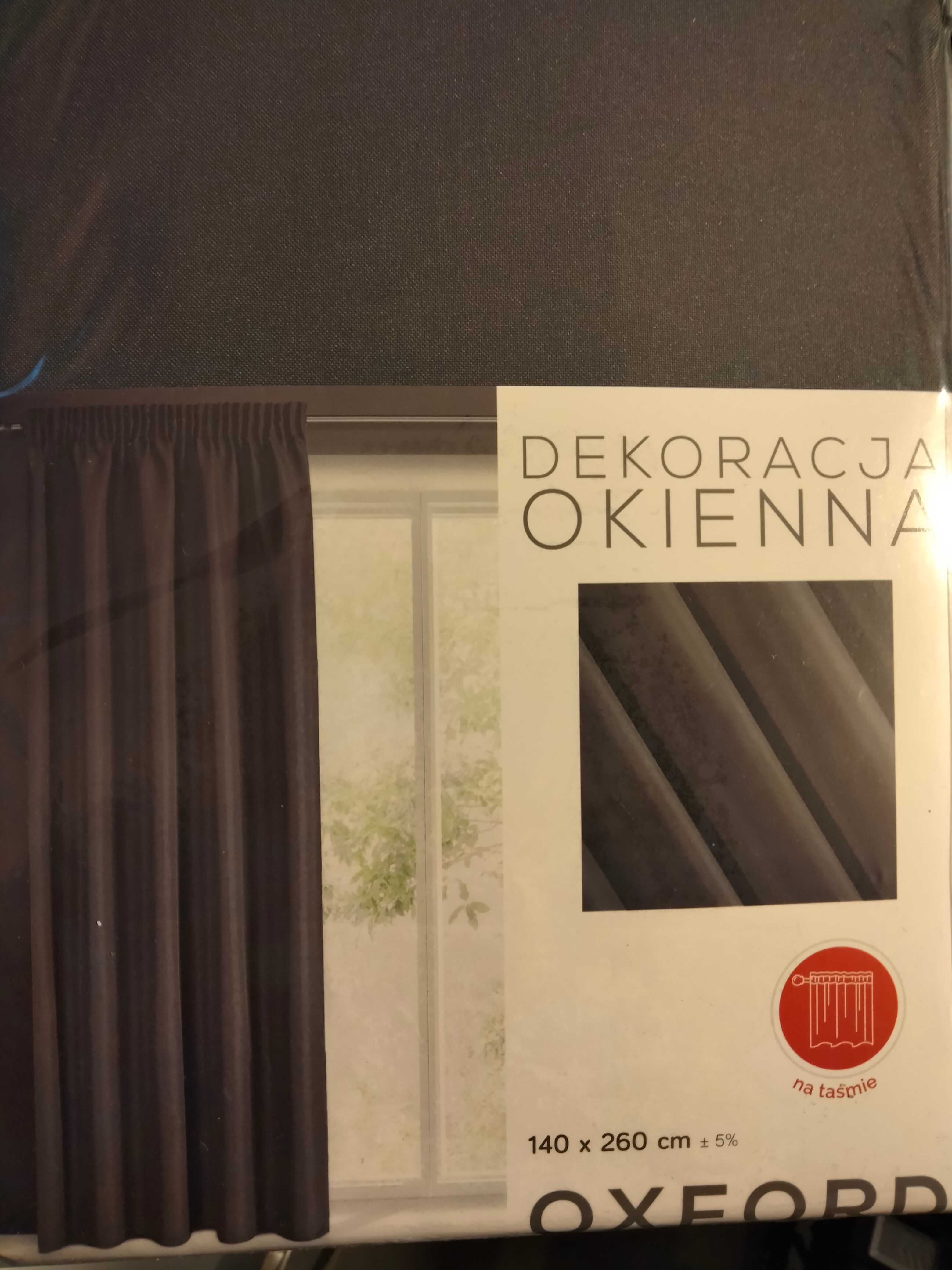 Zasłony na taśmie 140x260 Oxford Grafitowe Półprzepuszczalne