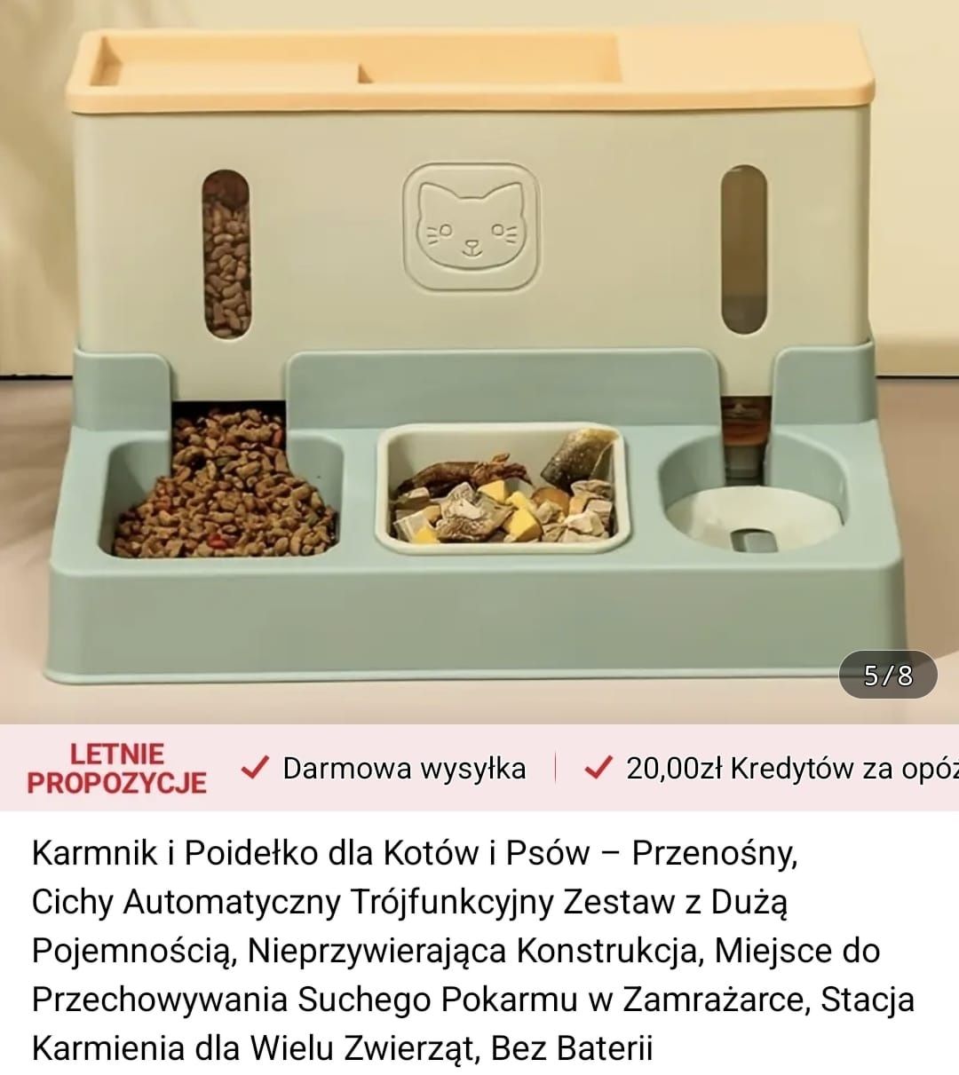 Karmik Automatyczny dozownik podajnik karmy zestaw dla kotów i psów