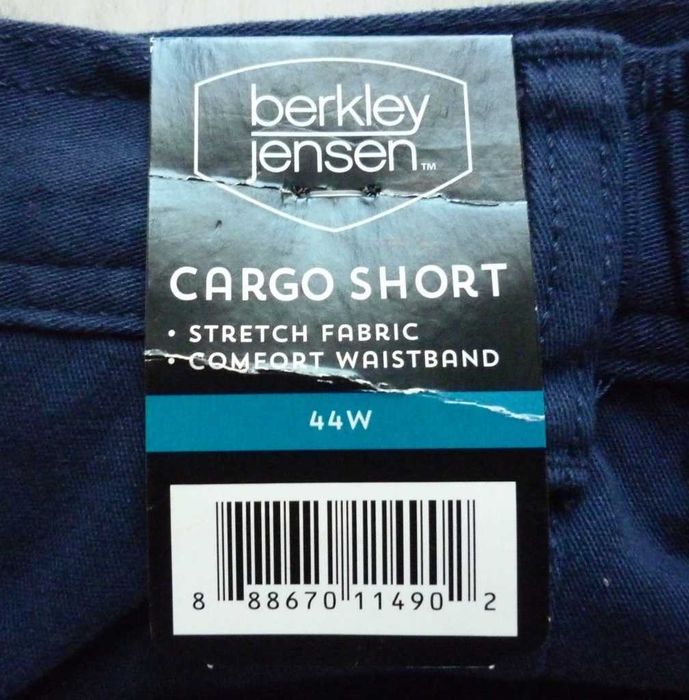 NOWE męskie krótkie spodnie BERKLEY JENSEN W44 3XL bojówki STRETCH USA