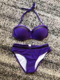 Strój kąpielowy bikini fioletowe siateczka push S