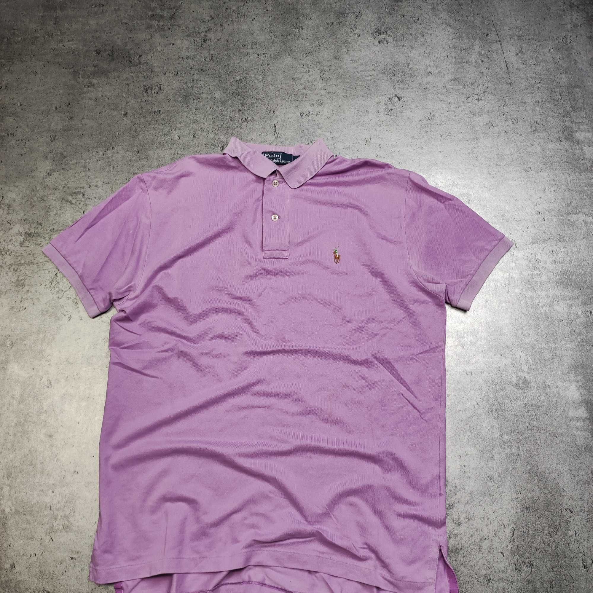 MĘSKA Koszulka PREMIUM Lilia Fiolet Polo Ralph Lauren Bawełna Casual