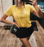 Bluzka Shein t-shirt żółty koszulka Be Happy XS S