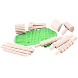 Drewniane akcesoria do ciastoliny i plasteliny 12 szt Montessori