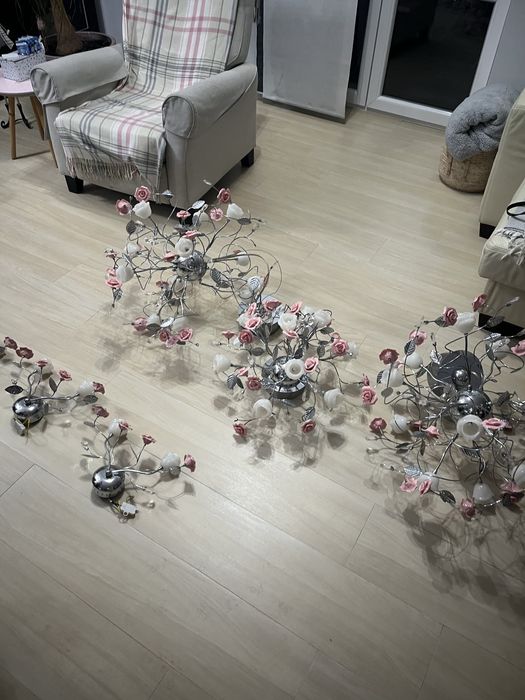 Komplet oswietlenia/lamp piekny elegancki stal nierdzewna ceramika