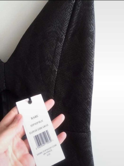 Rare Topshop czarna sukienka mini wąż wężowy wzór Goth gothic restyle