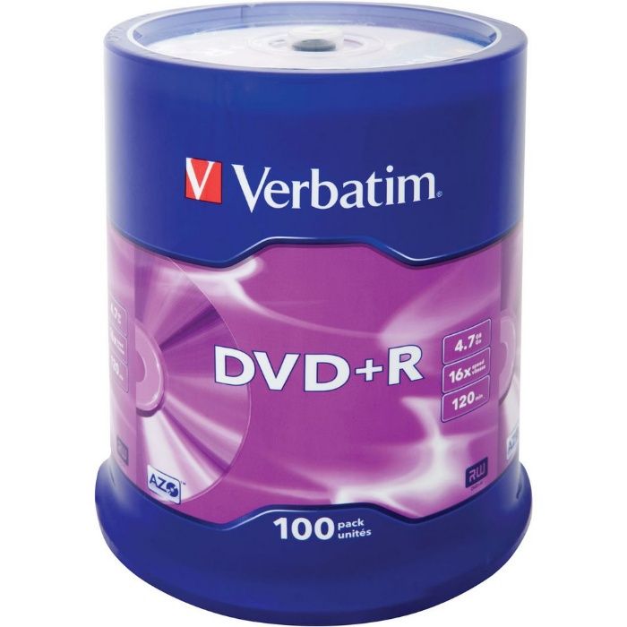 Verbatim DVD+R 4,7Gb 16x 100 Unidades e DVD-R 4,7Gb 16x 25 Unidades