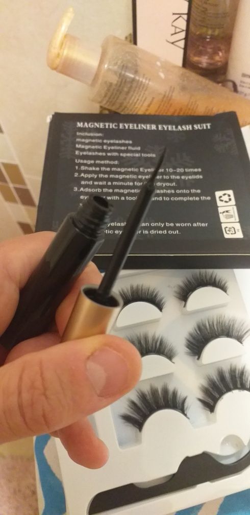 Eyeliner magnético e conjunto 3 pestanas com íman