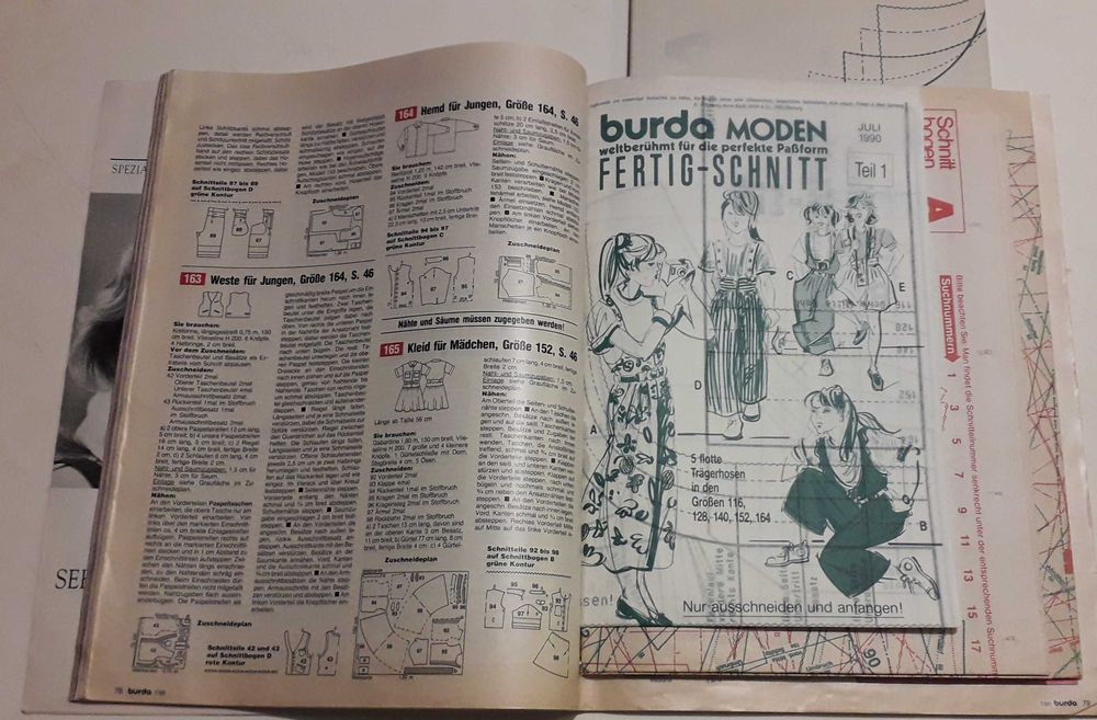 Miesięczniki modowe BURDA - 1990 nr 7, 1991 nr 1, 5, 10 - z wykrojami