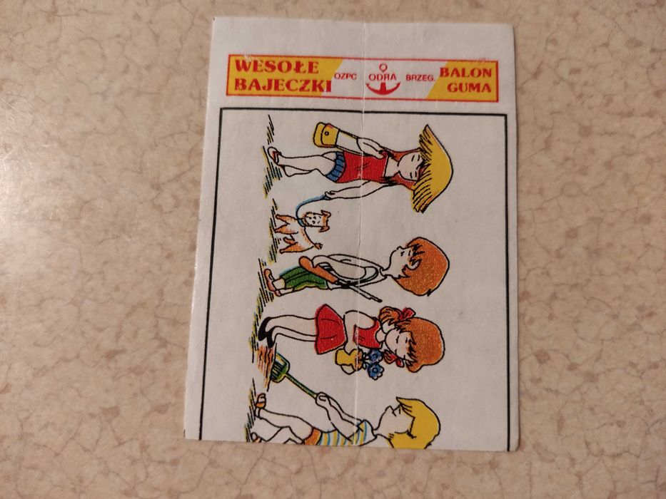 Obrazek z gumy do żucia Wesołe Bajeczki "Odra". Lata 90
