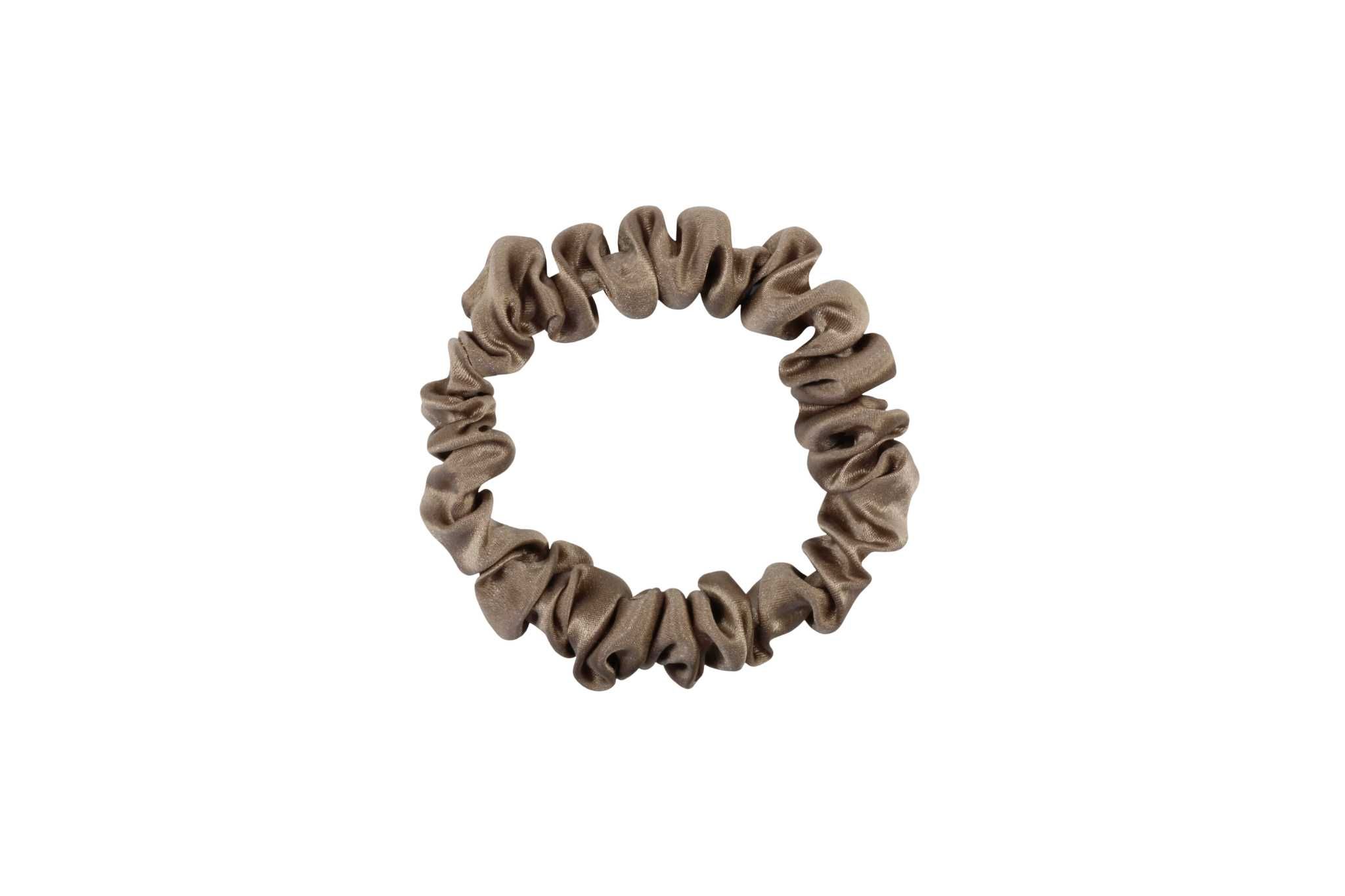 Jedwabna gumka typu scrunchie (frotka) Beżowa XS