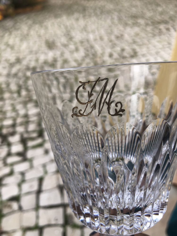 Conjunto de copo cristal com gravacao de monograma