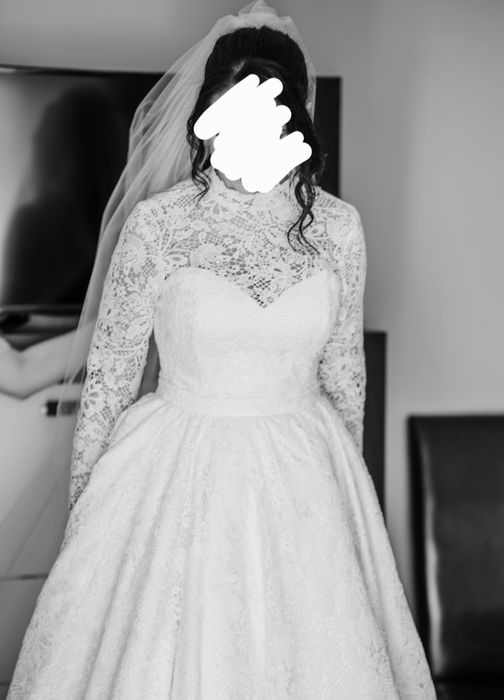 Suknia ślubna ze stójka, 180cm, 2w1 SZYTA NA ZAMOWIENIE