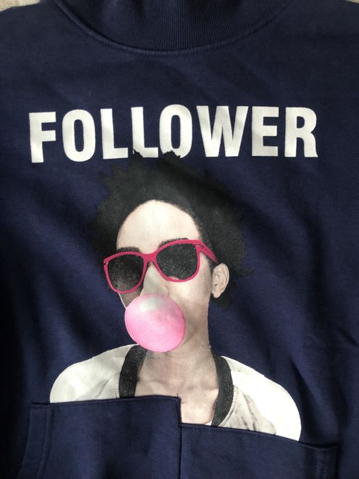 Granatowa bawełniana ocieplana bluza damska, bufki, nadruk, stojka S-L