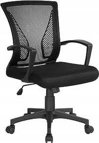 Czarne krzesło biurowe Yaheetech Ergonomiczne