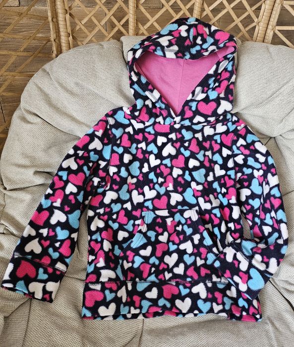 Bluza polarowa kangurek z kapturem w serduszka Havoc rozmiar 122