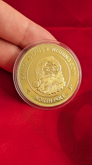 Золотая монета Merry Christmas Santa Claus рождество Санта Клаус