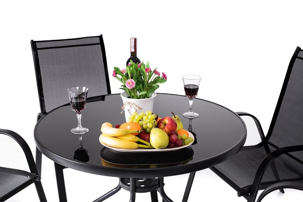 Zestaw mebli tarasowych stół szklany + 4 krzesła