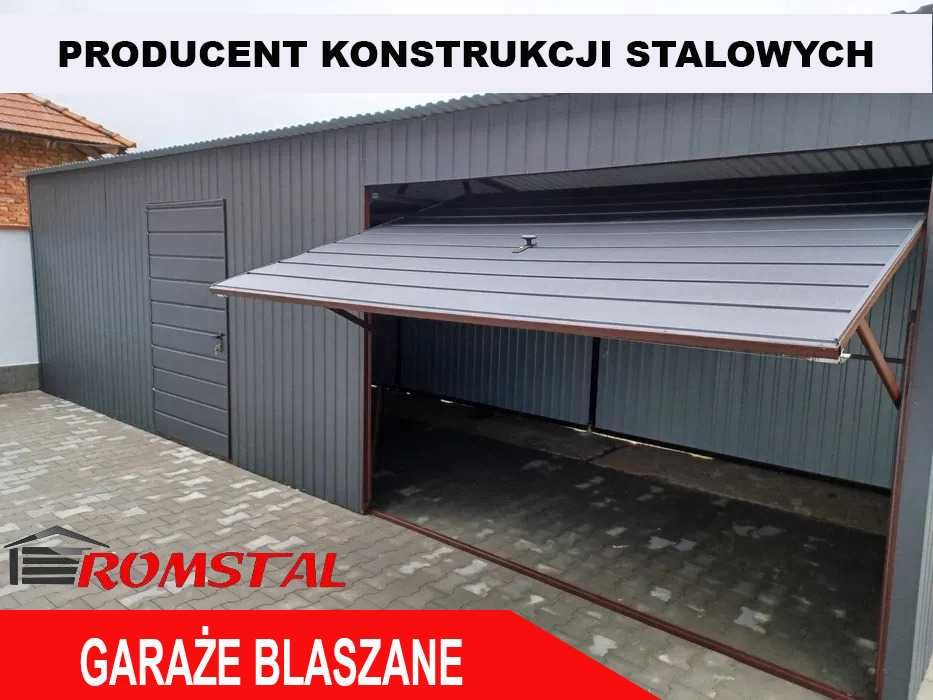 Wąski Garaż Blaszany GRAFITOWY - Magazyn - Wiata Magazynowa - Romstal