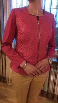 Kurtka pikowana -haft różowa 44 Yoppa - bolerko żakiet amarant